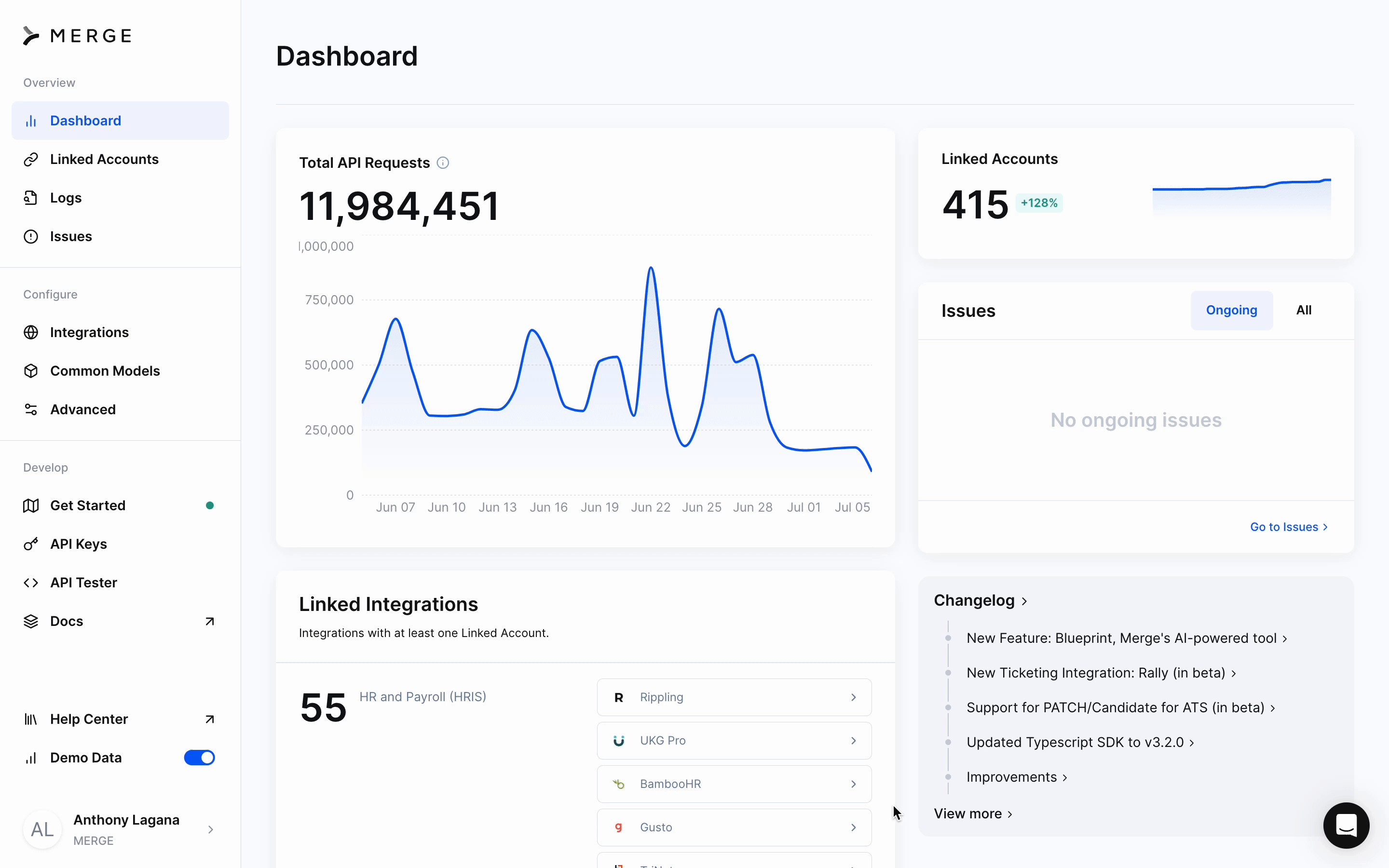 Merge Link demo in dashboard